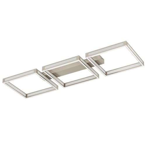 EGLO LED Deckenleuchte Altaflor, Deckenlampe, minimalistisch, Wohnzimmerlampe aus Metall in Nickel-Matt und Kunststoff in Weiß, LED Küchenlampe warmweiß, L 100 cm EGLO LED Deckenleuchte Altaflor, Deckenlampe, minimalistisch, Wohnzimmerlampe aus Metall in Nickel-Matt und Kunststoff in Weiß, LED Küchenlampe warmweiß, L 100 cm von EGLO