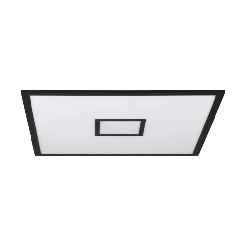 EGLO LED Deckenleuchte Bordonara, dimmbare Deckenlampe mit Fernbedienung, quadratische Deckenbeleuchtung aus Metall in Schwarz und Kunststoff in Weiß, warmweiß-kaltweiß, RGB, 60x60 cm von EGLO