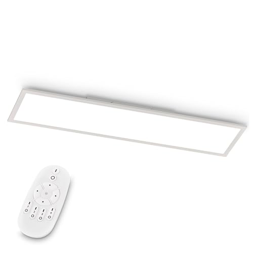 EGLO LED Büro-Deckenleuchte Bottazzo, mit Fernbedienung, 3200 Lumen, Deckenlampe flach 100x25 cm, Lampe Decke Wohnzimmer, Panel dimmbar, Küchenlampe warmweiß – kaltweiß, Weiß von EGLO