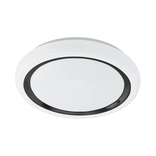 EGLO LED Deckenleuchte Capasso, minimalistische Deckenlampe, runde Deckenbeleuchtung aus Metall und Kunststoff in Weiß und Schwarz, Lampe Decke warmweiß, Ø 34 cm von EGLO