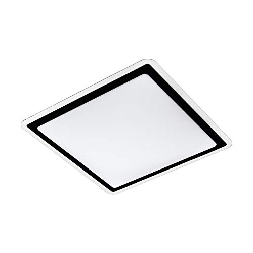 EGLO LED Deckenleuchte Competa 2, 1 flammige Wandlampe, Deckenlampe aus Stahl und Kunststoff in Weiß, Schwarz, Klar, Wohnzimmerlampe, warmweiß, L x B 34 cm von EGLO