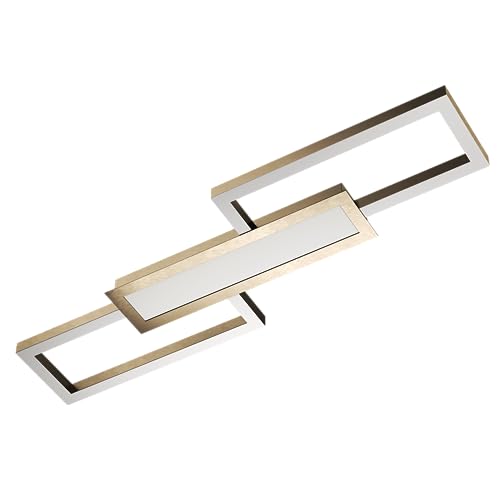 EGLO LED Deckenleuchte Fomento, geometrische Deckenlampe, Deckenbeleuchtung aus Metall in Nickel-matt und Kunststoff in Weiß, Aufbauleuchte für Büro und Küche, warmweiß-kaltweiß, L 78 cm von EGLO