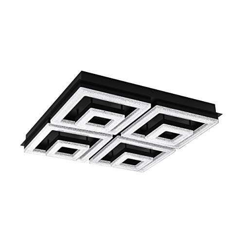 EGLO LED Deckenleuchte Fradelo 1, 8 flammige Deckenlampe, Wohnzimmerlampe aus Metall, Kunststoff in Schwarz, Kristall in Klar, Schlafzimmerlampe eckig, LEDs warmweiß, L x B 52 cm EGLO LED Deckenleuchte Fradelo 1, 8 flammige Deckenlampe, Wohnzimmerlampe aus Metall, Kunststoff in Schwarz, Kristall in Klar, Schlafzimmerlampe eckig, LEDs warmweiß, L x B 52 cm von EGLO
