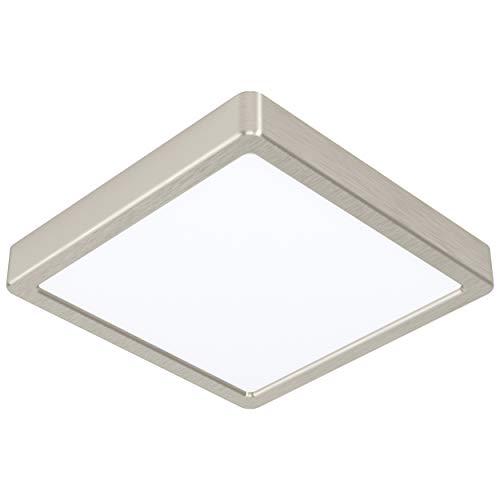 EGLO LED Deckenleuchte Fueva 5, L x B 21 cm, 1 flammige Aufbauleuchte aus Stahl und einer Kunststoff Leuchtfläche, Deckenlampe in Nickel-Matt, Weiß, LED Aufbaulampe neutralweiß EGLO LED Deckenleuchte Fueva 5, L x B 21 cm, 1 flammige Aufbauleuchte aus Stahl und einer Kunststoff Leuchtfläche, Deckenlampe in Nickel-Matt, Weiß, LED Aufbaulampe neutralweiß von EGLO