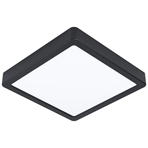 EGLO LED Deckenleuchte Fueva 5, L x B 21 cm, 1 flammige Aufbauleuchte aus Stahl und einer Kunststoff Leuchtfläche, Deckenlampe in Schwarz, Weiß, LED Aufbaulampe neutralweiß von EGLO