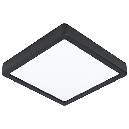 EGLO LED Deckenleuchte Fueva 5, L x B 21 cm, 1 flammige Aufbauleuchte aus Stahl und einer Kunststoff Leuchtfläche, Deckenlampe in Schwarz, Weiß, LED Aufbaulampe warmweiß von EGLO