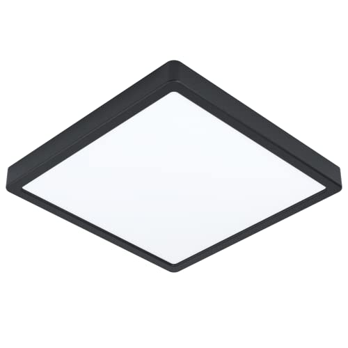 EGLO LED Deckenleuchte Fueva 5, L x B 28,5 cm, Aufbauleuchte, Bad-Deckenlampe aus Metall in Schwarz und Kunststoff Leuchtfläche in Weiß, Badezimmer Lampe, LED Aufbaulampe neutralweiß, IP44 EGLO LED Deckenleuchte Fueva 5, L x B 28,5 cm, Aufbauleuchte, Bad-Deckenlampe aus Metall in Schwarz und Kunststoff Leuchtfläche in Weiß, Badezimmer Lampe, LED Aufbaulampe neutralweiß, IP44 von EGLO