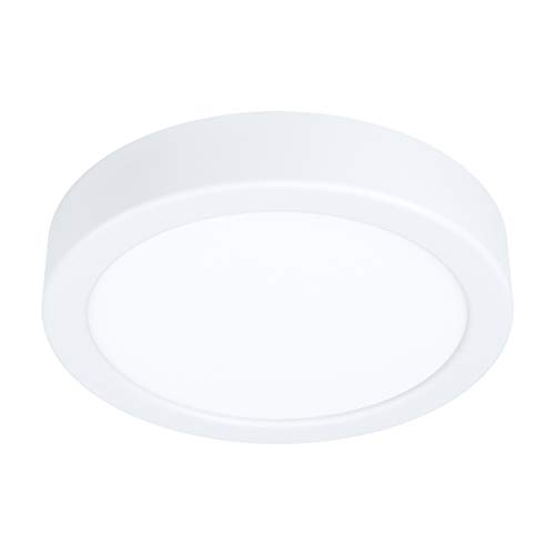 EGLO LED Deckenleuchte Fueva 5, Ø 16 cm, 1 flammige Aufbauleuchte aus Stahl und einer Kunststoff Leuchtfläche, Deckenlampe in Weiß, LED Aufbaulampe warmweiß von EGLO