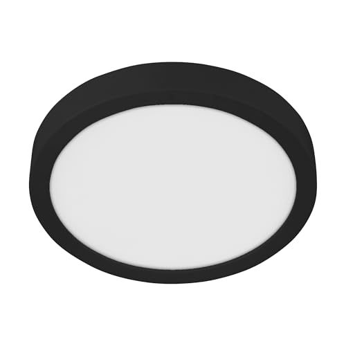 EGLO LED Deckenleuchte Fueva 5, Ø 28,5 cm, Aufbauleuchte, Bad-Deckenlampe aus Metall in Schwarz und Kunststoff Leuchtfläche in Weiß, Badezimmer Lampe, LED Aufbaulampe neutralweiß, IP44 von EGLO