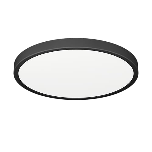 EGLO LED Deckenleuchte Fueva 6, runde Badezimmer Deckenlampe, Badlampe Decke aus Kunststoff in Weiß und Schwarz, Deckenbeleuchtung warmweiß-kaltweiß, IP44, Ø 28 cm von EGLO