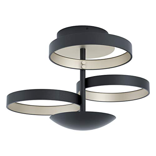 EGLO LED Deckenleuchte Gromola, 3 flammige Deckenlampe dimmbar, Wohnzimmerlampe, Küchenlampe aus Aluminium und Stahl in Schwarz, Champagner, Flurlampe Decke EGLO LED Deckenleuchte Gromola, 3 flammige Deckenlampe dimmbar, Wohnzimmerlampe, Küchenlampe aus Aluminium und Stahl in Schwarz, Champagner, Flurlampe Decke von EGLO