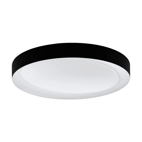EGLO LED Deckenleuchte Laurito, Deckenlampe mit Fernbedienung, Lichtfarbe einstellbar (warmweiß – kaltweiß) dimmbar, Nachtlicht, LED Wohnzimmerlampe in Schwarz, Weiß von EGLO