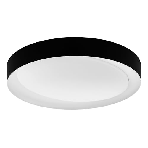 EGLO LED Deckenleuchte Laurito, Deckenlampe mit Fernbedienung, Lichtfarbe einstellbar (warmweiß – kaltweiß) dimmbar, Nachtlicht, LED Wohnzimmerlampe in Schwarz, Weiß von EGLO