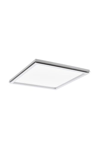 EGLO LED Deckenleuchte Lazaras, Deckenlampe mit Fernbedienung, Lichtfarbe einstellbar (warmweiß, neutralweiß, kaltweiß), RGB, dimmbar, Wohnzimmerlampe aus Metall in Weiß, LED Panel, L x B 45 cm von EGLO