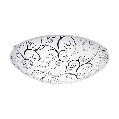 EGLO LED Deckenleuchte Margitta 1, 1 flammige Deckenlampe klassisch, Wohnzimmerlampe aus Metall in Weiß und Glas in Klar, Schwarz, Schlafzimmerlampe, LED Flurlampe warmweiß, Ø 31,5 cm EGLO LED Deckenleuchte Margitta 1, 1 flammige Deckenlampe klassisch, Wohnzimmerlampe aus Metall in Weiß und Glas in Klar, Schwarz, Schlafzimmerlampe, LED Flurlampe warmweiß, Ø 31,5 cm von EGLO