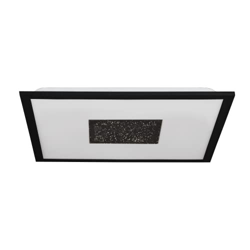 EGLO LED Deckenleuchte Marmorata, Deckenlampe mit Kristall-Effekt, Licht-Zonen einstellbar per Lichtschalter, Deckenbeleuchtung aus Metall in Schwarz und Kunststoff in Weiß, 45 x 45 cm von EGLO