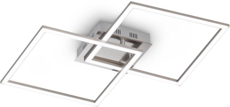 EGLO LED Deckenleuchte Palmaves Deckenlampe, nickel-matt, gebürstet, Nachtlicht, Quadrate, CCT - über Fernbedienung, Dimmer, Dimmfunktion, Fernbedienung, Infrarot inkl., Nachtlichtfunktion, dimmbar über Fernbedienung, mehrere Helligkeitsstufen, LED fest integriert, minimalistisch, zeitlos, flache Bauform, Wohnzimmer, 47x29,5x6cm von EGLO