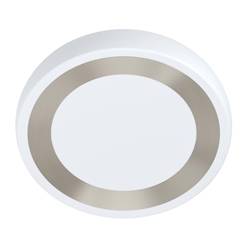 EGLO LED Deckenleuchte Ruidera, 1 flammige Deckenlampe, Wohnzimmerlampe, Küchenlampe aus Stahl und Kunststoff, Flurlampe Decke in Weiß, Silber, Ø 48 cm von EGLO