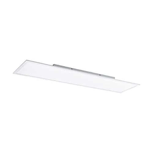 EGLO LED Deckenleuchte Salobrena-B, Deckenlampe aus Metall, Kunststoff in Weiß, LED Panel mit Fernbedienung, Lichtfarbe einstellbar (warm – kalt), RGB, dimmbar, L x B 120 x 30 cm von EGLO