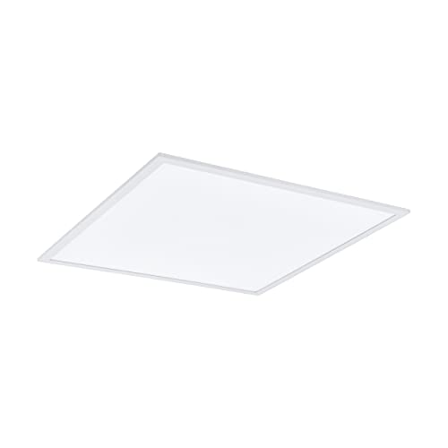 EGLO LED Deckenleuchte Salobrena-B, Deckenlampe aus Metall, Kunststoff in Weiß, LED Panel mit Fernbedienung, Lichtfarbe einstellbar (warm – kalt), RGB, dimmbar, L x B 59,5 cm von EGLO