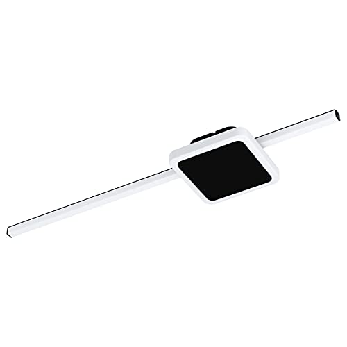 EGLO LED Deckenleuchte Sarginto, 2 flammige Deckenlampe minimalistisch, Wohnzimmerlampe aus Metall in Schwarz, Kunststoff in Weiß, LED Flurlampe Decke warmweiß, eckig von EGLO