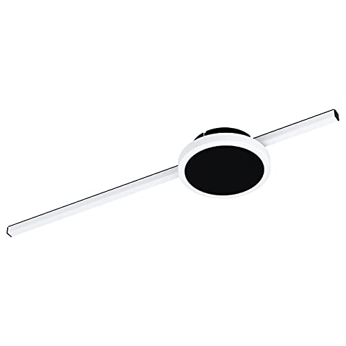 EGLO LED Deckenleuchte Sarginto, 2 flammige Deckenlampe minimalistisch, Wohnzimmerlampe aus Metall in Schwarz, Kunststoff in Weiß, LED Flurlampe Decke warmweiß, rund von EGLO