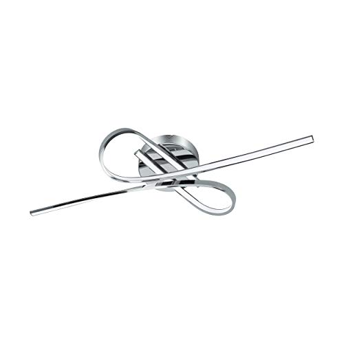 EGLO LED Deckenleuchte Selvina, 2 flammige Deckenlampe, Wohnzimmerlampe, Küchenlampe aus Aluminium und Kunststoff, Flurlampe Decke in Chrom, Weiß, L 70 cm von EGLO