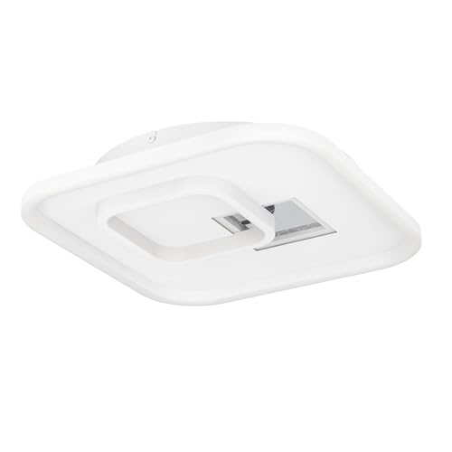 EGLO LED Deckenleuchte Tiriolo, geometrische Deckenlampe, Wohnzimmerlampe aus Metall und Kunststoff in Weiß und Silber, Flurlampe neutralweiß, 38 x 38 cm von EGLO