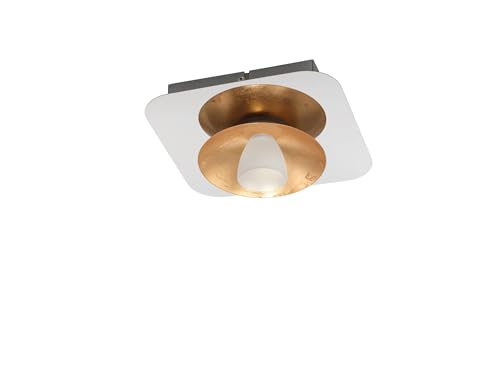 EGLO LED Deckenleuchte Torano, 1 flammige Deckenlampe dimmbar, Wohnzimmerlampe modern, Küchenlampe aus Metall in Chrom, Gold und satiniertem Glas, LED Flurlampe Decke warmweiß von EGLO