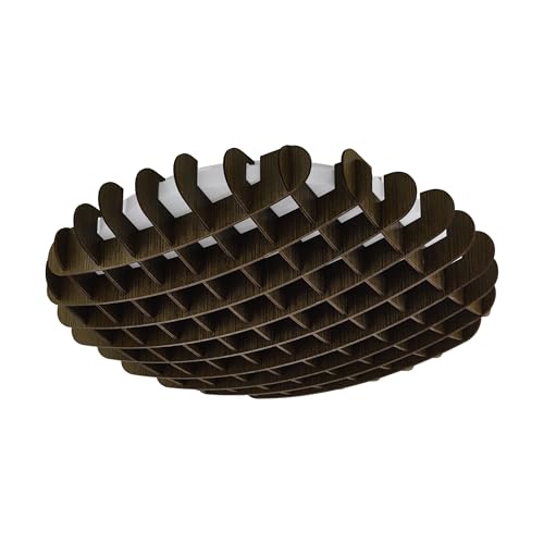EGLO LED Deckenleuchte Valdecabras, 1 flammige Wandlampe Modern, Extravagant, Deckenlampe aus Stahl, Kunststoff in Weiß und Holz in Dunkel-Braun, Wohnzimmerlampe in Ø 51 cm von EGLO