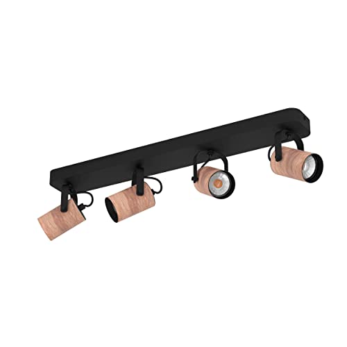 EGLO LED Deckenstrahler Cayuca, 4-flammige Deckenlampe mit schwenkbaren Spots, Deckenleuchte aus Holz in Natur und Metall in Schwarz, Deckenspot warmweiß EGLO LED Deckenstrahler Cayuca, 4-flammige Deckenlampe mit schwenkbaren Spots, Deckenleuchte aus Holz in Natur und Metall in Schwarz, Deckenspot warmweiß von EGLO