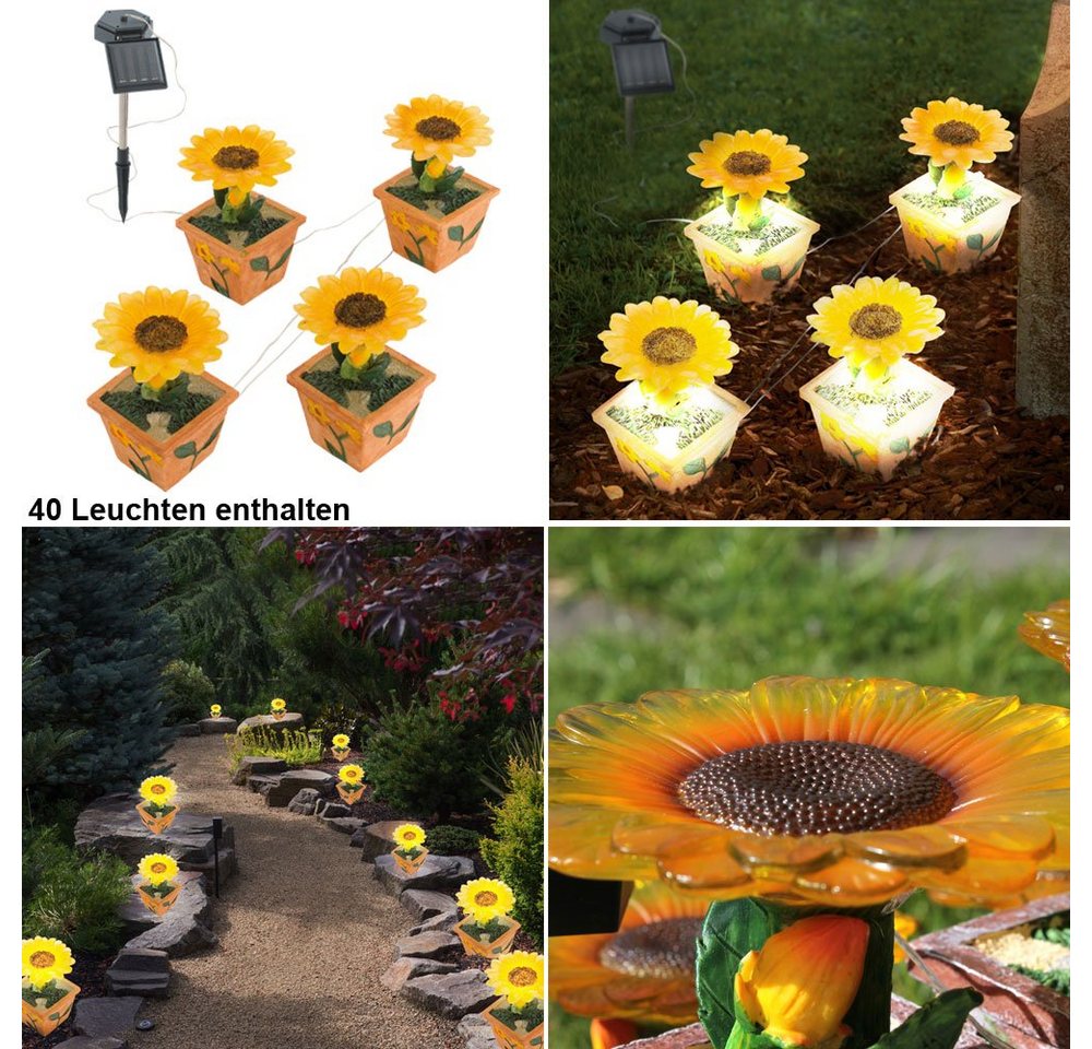 EGLO Gartenleuchte, LED-Leuchtmittel fest verbaut, 10er Set LED Solar Leuchten Blüten Sonnen Blumen Garten Topf von EGLO