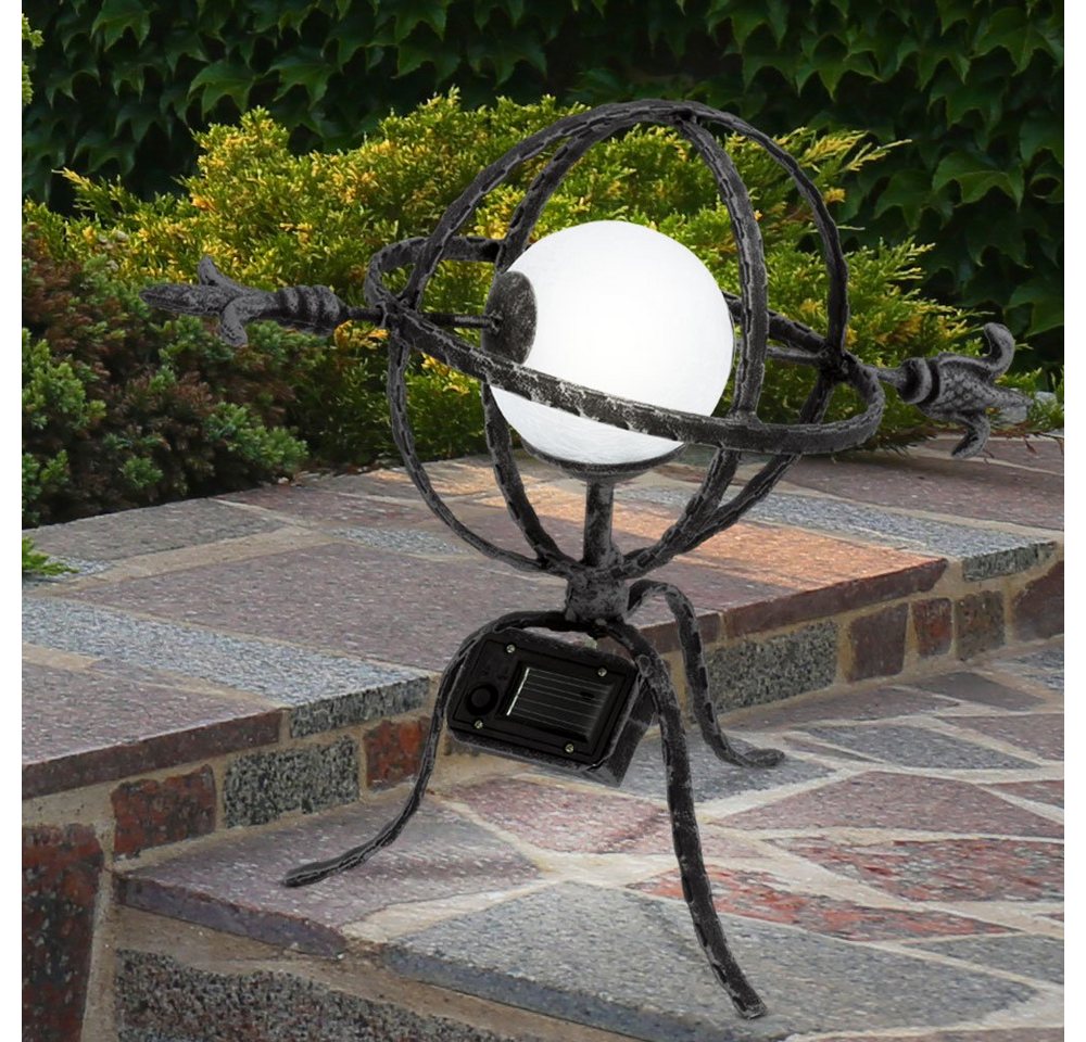 EGLO Gartenleuchte, LED-Leuchtmittel fest verbaut, LED Solarleuchte Solarlampe Außenleuchte Licht Stahl schwarz silber von EGLO