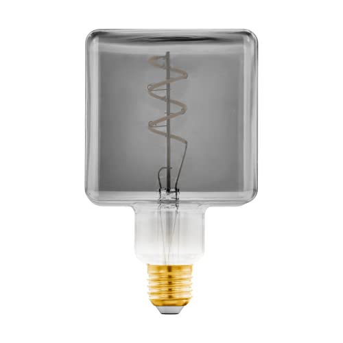 EGLO LED E27 Lampe dimmbar, Vintage Deko Glühbirne schwarz-transparent, Spiral LED 4 Watt, 50 Lumen, E27 LED warmweiß, 1700 Kelvin, Deko-LED Leuchtmittel Cube, Ø 9,5 cm von EGLO