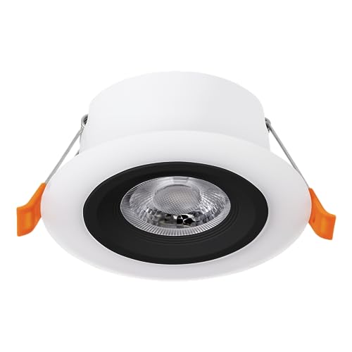 EGLO LED Einbaustrahler Calonge, Spot Deckenleuchte, runder Einbauspot, Beleuchtung für abgehängte Decke, Deckenstrahler aus Kunststoff in Schwarz und Weiß, ∅ 7 cm von EGLO