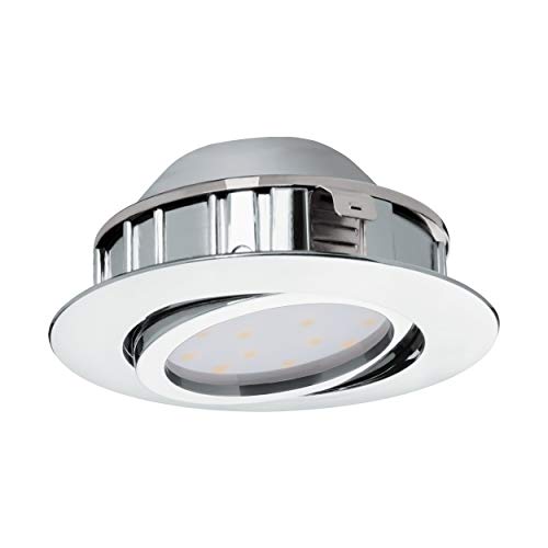 EGLO LED Einbaustrahler Pineda, LED Spot aus Kunststoff, LED Einbauleuchte in Chrom, Einbaustrahler LED flach und schwenkbar, Ø 8,4 cm EGLO LED Einbaustrahler Pineda, LED Spot aus Kunststoff, LED Einbauleuchte in Chrom, Einbaustrahler LED flach und schwenkbar, Ø 8,4 cm von EGLO