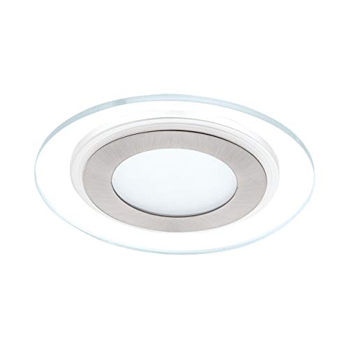 EGLO LED Einbaustrahler Pineda 1, LED Spot aus Stahl und Kunststoff, LED Einbauleuchte in Silber, Weiß, Klar, Einbaustrahler LED flach, Ø 14,5 cm von EGLO