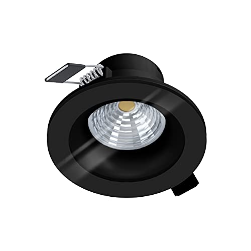 EGLO LED Einbaustrahler Salabate, LED Spot dimmbar aus Aluminium und Glas, LED Einbauleuchte in Schwarz, Klar, LED Bad-Einbaustrahler neutralweiß, IP44, Ø 8,8 cm von EGLO