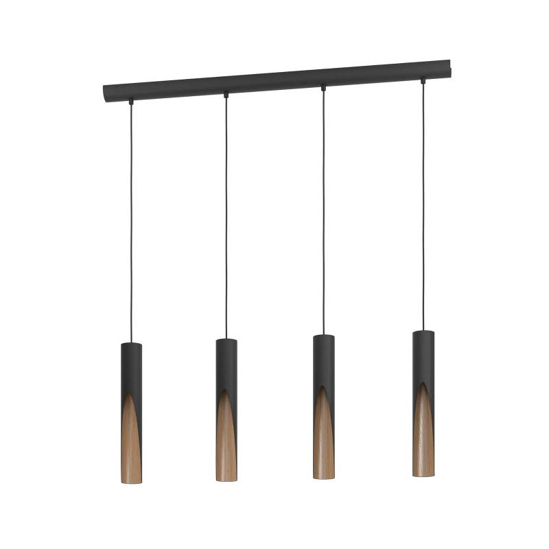 LED-Hängelampe Barbotto in Schwarz/Eiche, 4fl. von EGLO