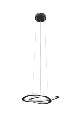 EGLO LED Hängelampe Rolimare, geschwungene Pendelleuchte über Esstisch, Wohnzimmer Deckenlampe hängend aus Metall in Schwarz und Kunststoff in Weiß, neutralweiß, Ø 42 cm von EGLO
