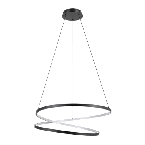 EGLO LED Hängelampe Ruotale, Pendelleuchte über Esstisch, Esszimmerlampe geschwungen, Hängeleuchte Ringe aus Metall in Schwarz, warmweiß, Ø 70 cm EGLO LED Hängelampe Ruotale, Pendelleuchte über Esstisch, Esszimmerlampe geschwungen, Hängeleuchte Ringe aus Metall in Schwarz, warmweiß, Ø 70 cm von EGLO