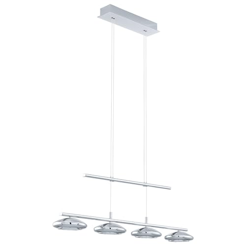 EGLO LED Hängelampe Tarugo 1, Pendelleuchte Esstisch dimmbar, Stahl in chrom, Kunststoff in weiss warmweiß von EGLO