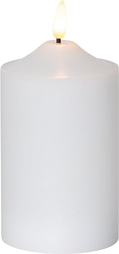 EGLO LED Kerze, Kerzenlicht flackernd mit Timer, batteriebetriebene Weihnachtsdeko mit Flamme, künstliche Stumpenkerze aus Echtwachs in Weiß, elektrische Wachskerze warmweiß, 15 cm von EGLO