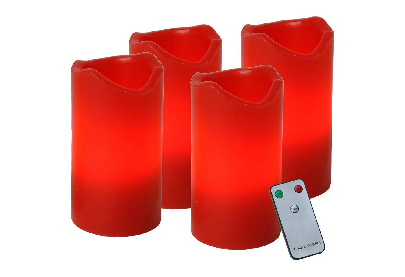 EGLO LED-Kerze Advent, 4er Set LED Wachskerzen, Timer-Funktion und Fernbedienung, 10 cm, rot von EGLO