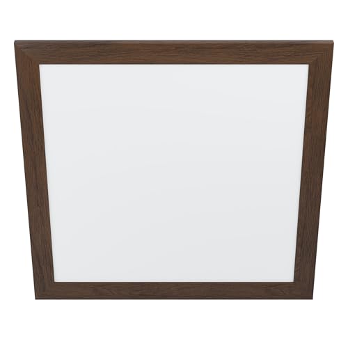 EGLO LED Panel Piglionasso mit Holz Deko-Rahmen, Deckenlampe Holz in Dunkel-Braun, Küchenlampe, Bürolampe, LED Flurlampe Decke neutralweiß, L x B 64,5 cm von EGLO