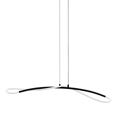 EGLO LED Pendelleuchte Egidonella, 1 flammige Hängelampe, Hängeleuchte aus Stahl und Kunststoff, Esstischlampe in Schwarz, Weiß, Wohnzimmerlampe hängend, L 90 cm von EGLO