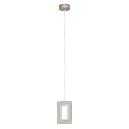 EGLO LED Pendelleuchte Enaluri, 1 flammige Hängelampe, Hängeleuchte aus Stahl und Kunststoff, Esstischlampe in Nickel-Matt, Satiniert, Wohnzimmerlampe hängend, warmweiß von EGLO
