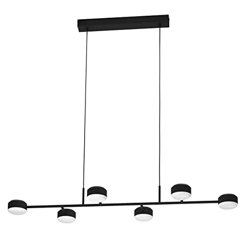 EGLO LED Pendelleuchte Esstisch Clavellina, 6-flammige Hängelampe für Wohnzimmer und Esszimmer, Esszimmerlampe aus Metall in schwarz Acryl in weiß, Lampe hängend warmweiß EGLO LED Pendelleuchte Esstisch Clavellina, 6-flammige Hängelampe für Wohnzimmer und Esszimmer, Esszimmerlampe aus Metall in schwarz Acryl in weiß, Lampe hängend warmweiß von EGLO