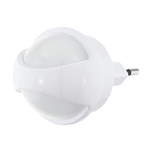 EGLO LED Steckdosenlampe Tineo, Steckdosenleuchte mit Nachtlicht-Funktion und Day & Night Sensor, Steckerleuchte aus Kunststoff in Weiß, LED Steckerlampe warmweiß von EGLO