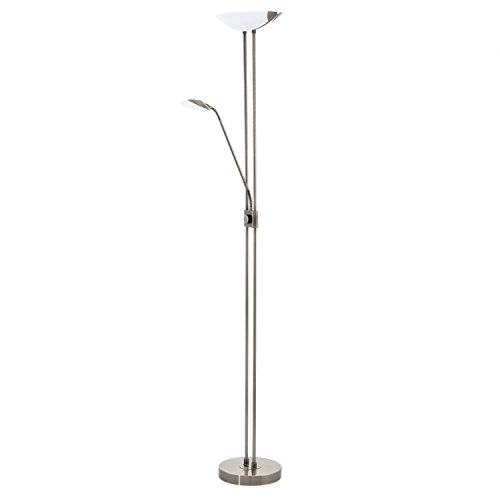 EGLO LED Stehlampe Baya LED, 2 flammige Stehleuchte dimmbar, Standleuchte aus brüniertem Metall und Glas in Weiß, Wohnzimmerlampe, Deckenfluter mit Leselampe, warmweiß EGLO LED Stehlampe Baya LED, 2 flammige Stehleuchte dimmbar, Standleuchte aus brüniertem Metall und Glas in Weiß, Wohnzimmerlampe, Deckenfluter mit Leselampe, warmweiß von EGLO